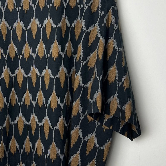 J. Jill Pure Jill Ikat Print Cotton Relaxed 3/4 Wide Sleeve Top Fall Lagenlook - Picture 8 of 11